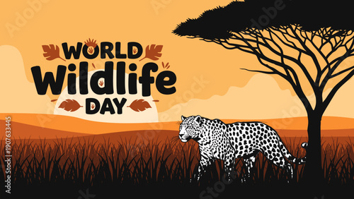 CHEETAH WORLD WILDLIFE DAY WITH ANIMAL ILLUSTRATION