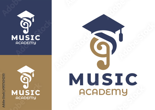 Music Academy Logo Modern Minimalist Musical Education Branding