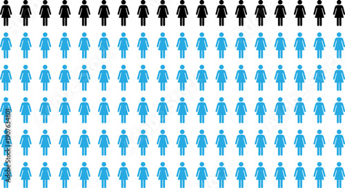 Demographic Comparison Concept with Black and Blue Human Icons Representing Population Groups