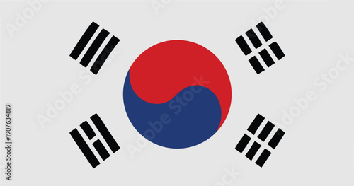 The national flag of south korea features a white background with symbolic