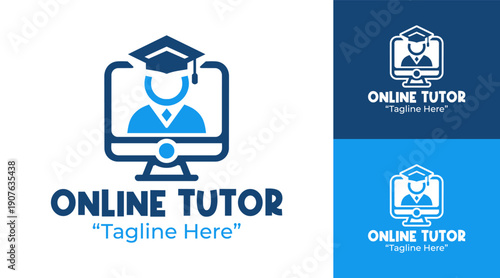 Online Tutor Logo Modern Minimalist Academic Identity.