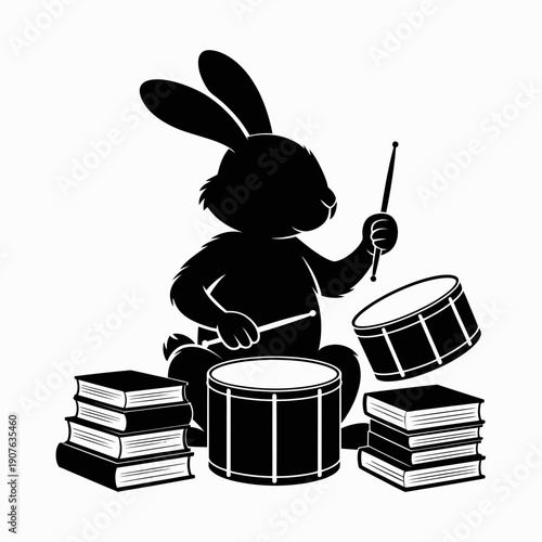 Minimalist vector illustration silhouette of a rhinoceros charging, conveying power and resilience in nature