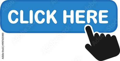 A blue button displays the text click here with a pointing hand