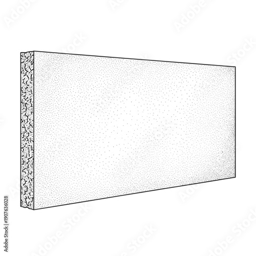 Isolated drywall panel with detailed texture on white background, showcasing construction material design