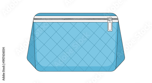 Blue quilted laundry pouch with zipper isolated on white background, showcasing a compact and practical design for travel or storage