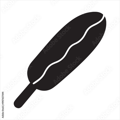 Corn Dog Silhouette Icon with Mustard Line