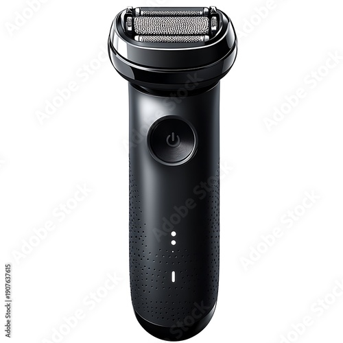 Sleek photo Black Electric Shaver with Power Button and Indicator Lights razor grooming