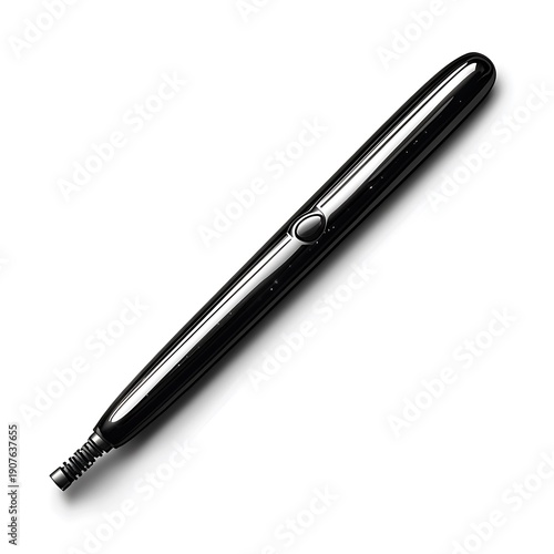 Sleek photo Black Makeup Pen With Button On White Background cosmetic tool beauty product