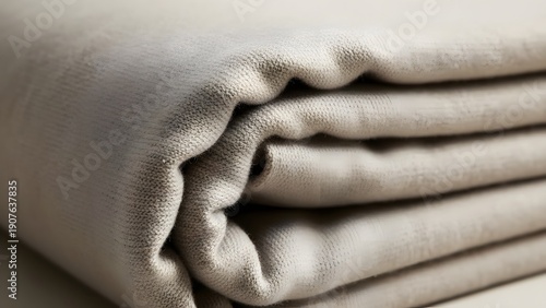 Soft Folded Neutral Beige Fabric Texture Representing Sustainable Textile Quality and Cozy Home Interior Design Material