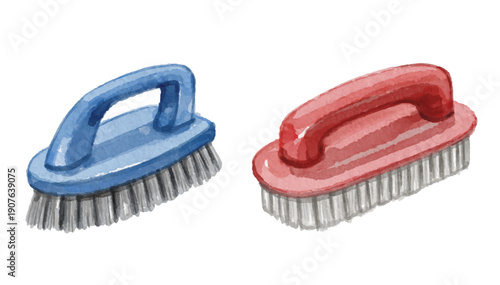 Hand painted watercolor scrub brush isolated