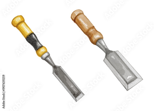 Hand painted watercolor chisel isolated