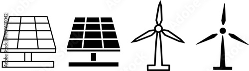Wind Turbine and Solar Energy ⚡ - Green Energy Icon Set