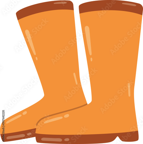 Illustration of Orange Rubber Boots