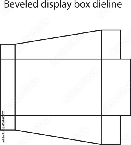 Custom Beveled Display Box Dieline Template Vector Illustration for Retail Product Packaging and Slanted Countertop Presentation Design