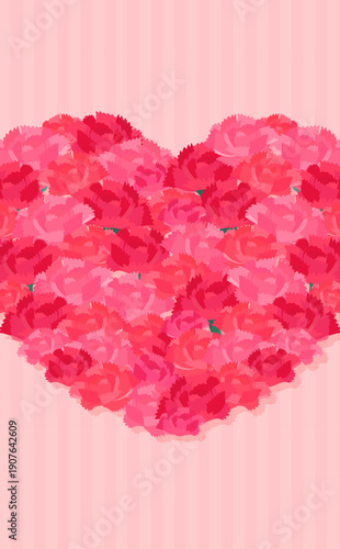 母の日のハート型カーネーション背景_縦