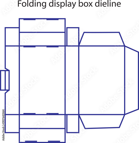 Folding Display Box Dieline Template Vector Illustration for Retail Product Packaging and Countertop Presentation Design