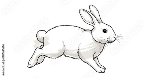 White Rabbit Running Illustration.