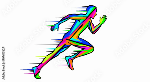 Dynamic Colorful Runner Abstract Art Speed Motion.