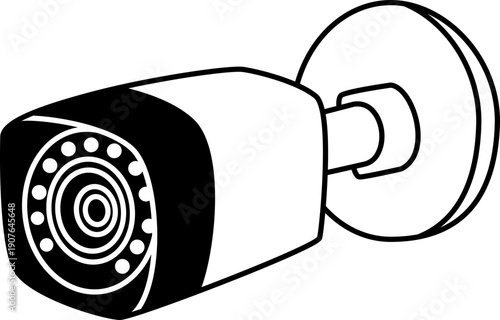 CCTV Camera Security Electronic Device Line Art