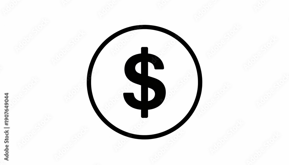 Obraz premium Symbol of Wealth and Value: A simple, elegant dollar sign enclosed in a circle, representing financial concepts. This image captures the essence of value and commerce.