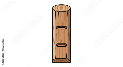Illustration of a wooden filing cabinet with three drawers viewed from the front in a minimalist environment