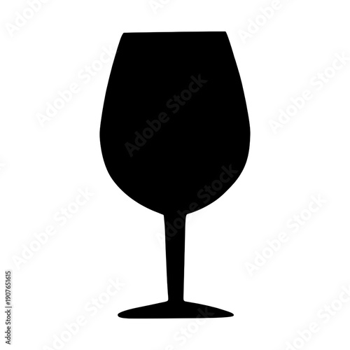 Elegant wine glass silhouette vector icon for restaurant menu and bar branding design isolated on transparent background.