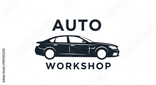 Auto Workshop Sign with Car Silhouette.