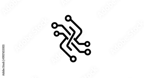 Simple black circuit board design element on white background.