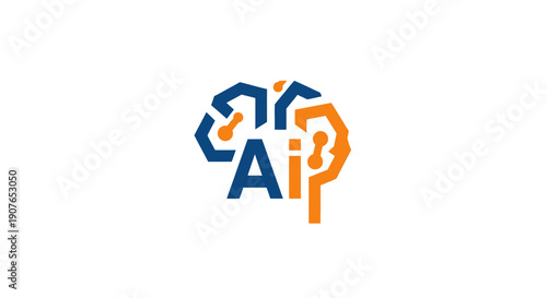 Artificial Intelligence Logo Design Concept with Human Head Silhouette.