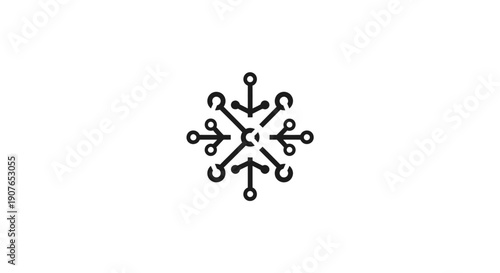 Simple black snowflake icon on white background.