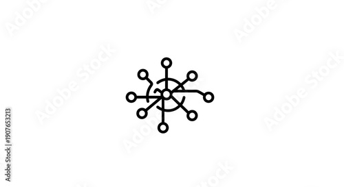 Simple black atom molecule icon on white background.