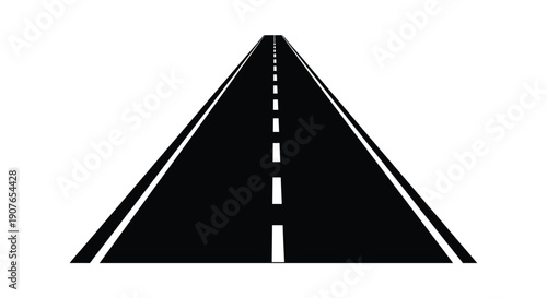 A simple black and white illustration of a straight vanishing road