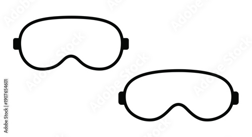 Simple illustration of two pairs of black ski goggles on white background