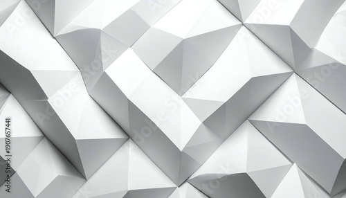Geometric 3D Shapes in White and Gray.