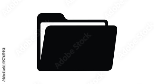 Simple black folder icon with a white tab representing data organization