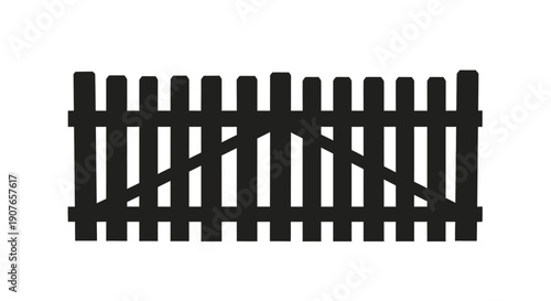 A simple black and white illustration of a picket fence design