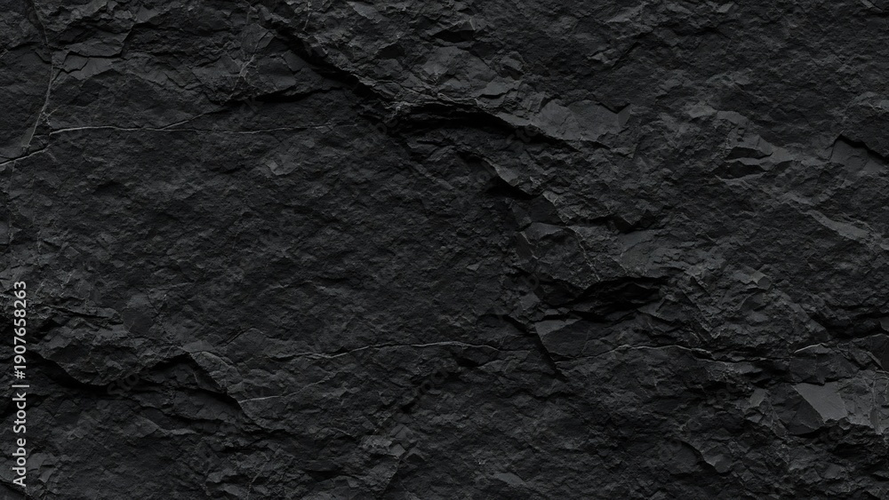 Fototapeta premium Close-up Texture of Dark Black Slate Rock Surface with Rough Uneven Details.