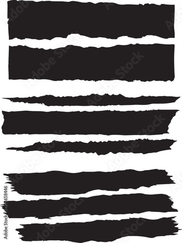 Quadro em tela lack grunge paint brush strokes horizontal strips isolated vector isolated on wh