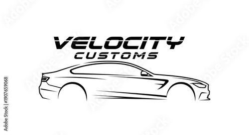 Black and White Car Illustration.