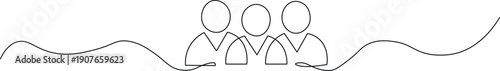 Three faceless people icons connected by wavy line teamwork and communication concept illustration