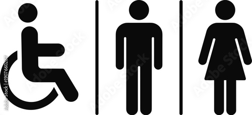 Accessible Unisex Restroom Signage With Male and Female Figures toilet public
