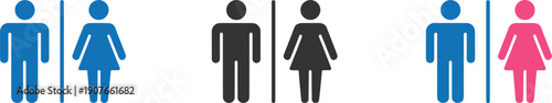 Colorful Icons Representing Male and Female Restroom Facilities toilet sign