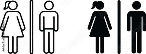 Outline and Solid Icons for Male and Female Restroom Signs toilet symbol