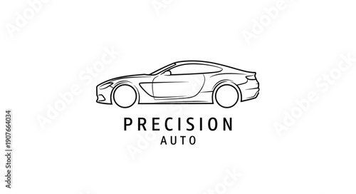 Black and White Sports Car Illustration.