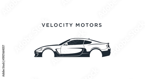 Black and White Sports Car Illustration.