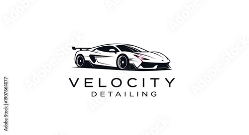 Black and White Sports Car Illustration.
