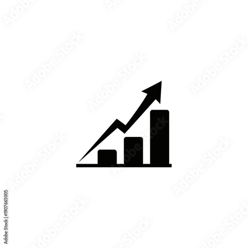 Business Growth Chart Icon with Upward Arrow - Financial Success and Progress Concept