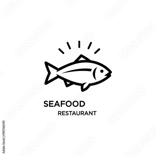 Fresh Seafood Restaurant Logo Icon with Stylized Fish Design