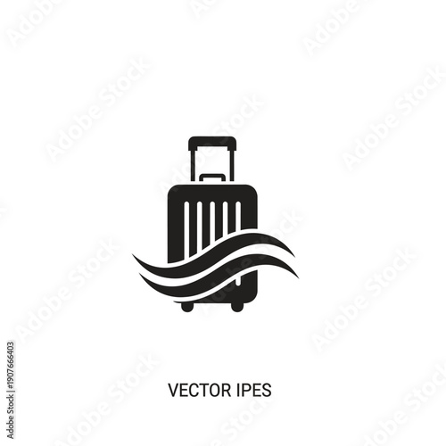 Travel Suitcase Icon with Waves - Vacation and Sea Journey Symbol