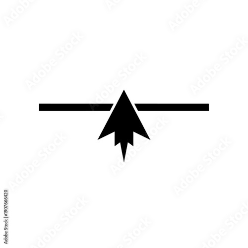 Upward Arrow Breaking Horizontal Line Icon for Progress and Breakthrough Concept